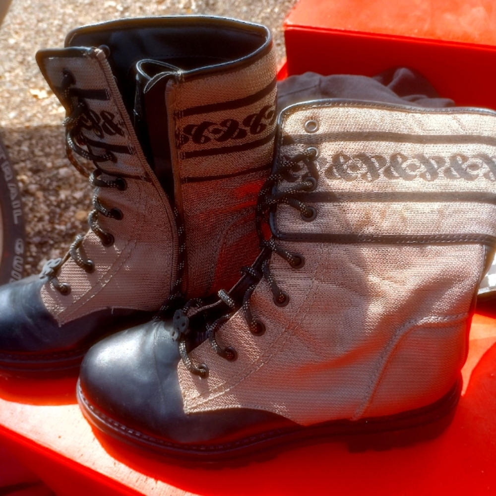 Black and Gray Combat & Moto Boots